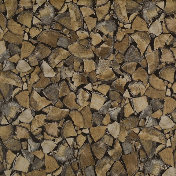 Dundee Deco Peel and Stick Self Adhesive Wallpaper - Distressed Wooden Brown Cut Logs, 18 ft x 24 in