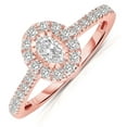 thumbnail image 2 of Halo Diamond and Moissanite Engagement Ring 1.50 Carat Oval cut Moissanite in Rose Gold, 2 of 2