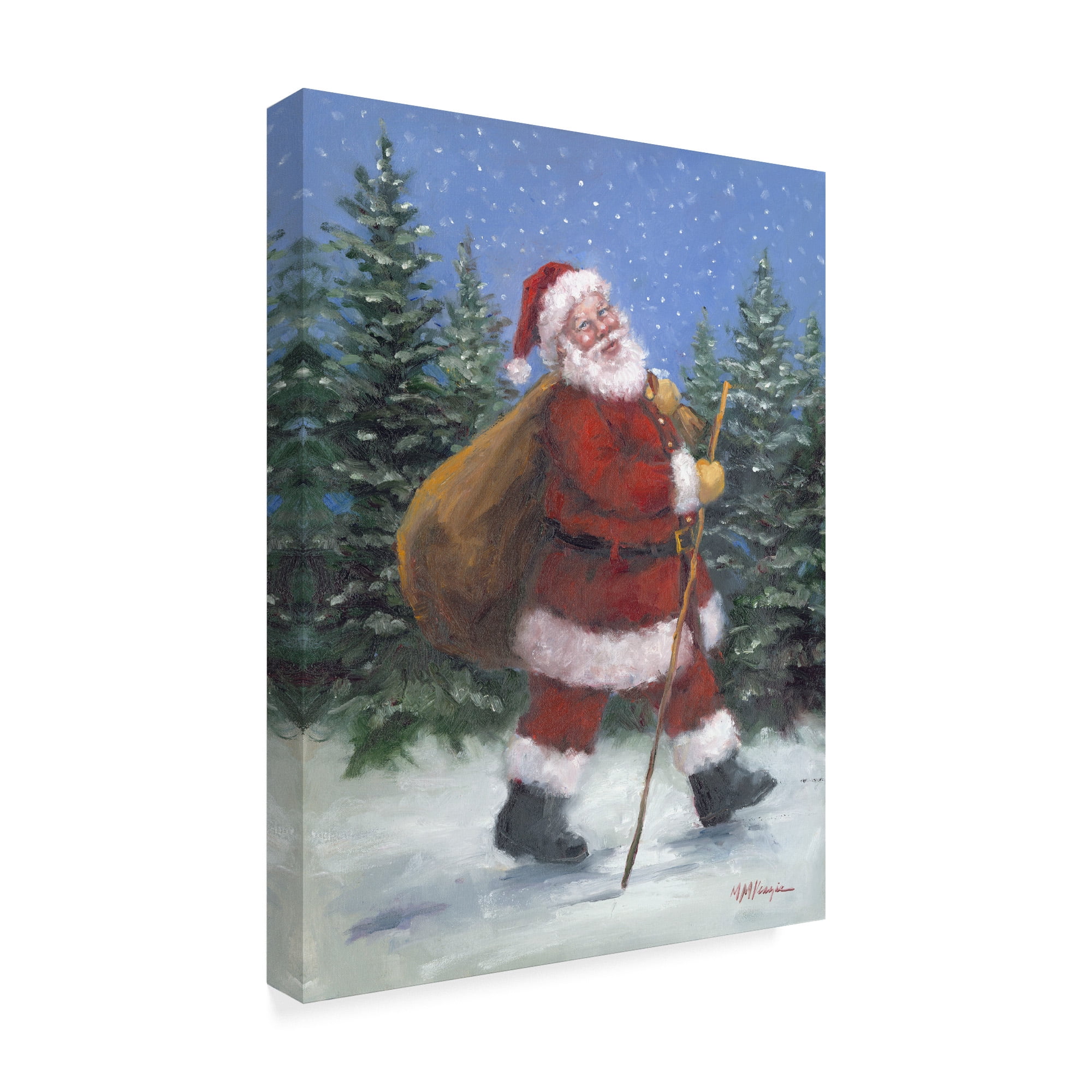 Trademark Fine Art 'Walking Santa' Canvas Art by Mary Miller Veazie