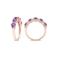 thumbnail image 5 of 1.57 Carat (Ctw) African Amethyst Five-Stone Ring with Rose Plated Sterling Silver for Women, 5 of 6
