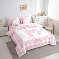 thumbnail image 3 of jejeloiu Kawaii Bows 7 Pieces Bedding Comforter Set,Pink Letter M Full Bedding Set For Bowtie Girls Reversible, 3 of 8