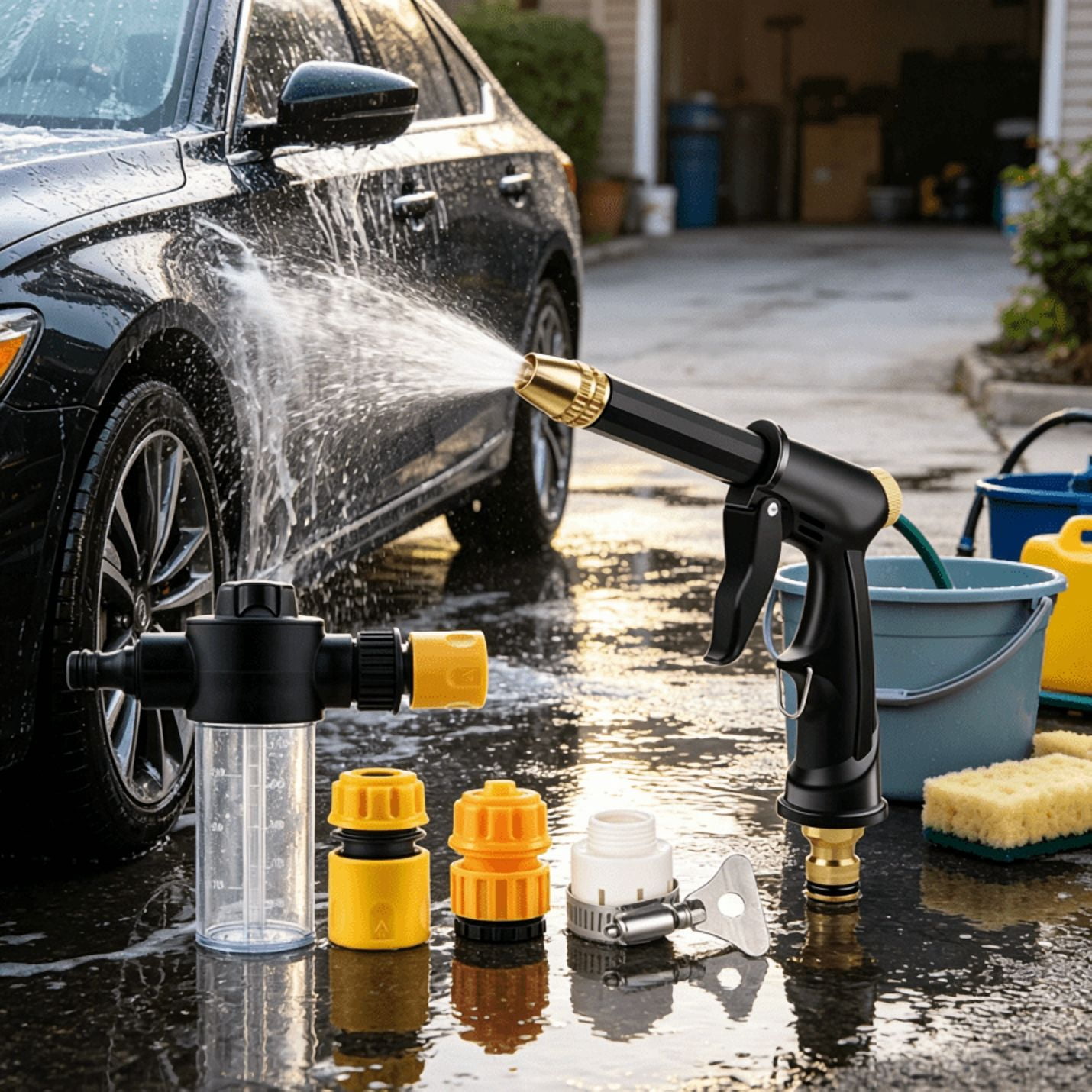 2026 NEW Jet Nozzle Power Washer for Garden Hose, 2026 New Pressure Washer Wand with Foam Cannon and 4 Adjustable Nozzles, for Car Washing Patio Garden Outdoor Cleaning