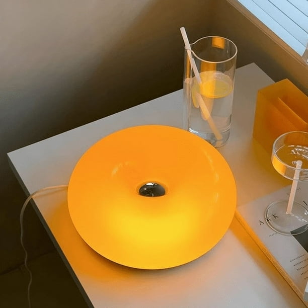 Lámpara de mesa de donut, estilo antiguo, lámpara Wangbury, lámpara de ambiente de decoración de vidrio para dormitorio, lámpara de noche Bauhaus