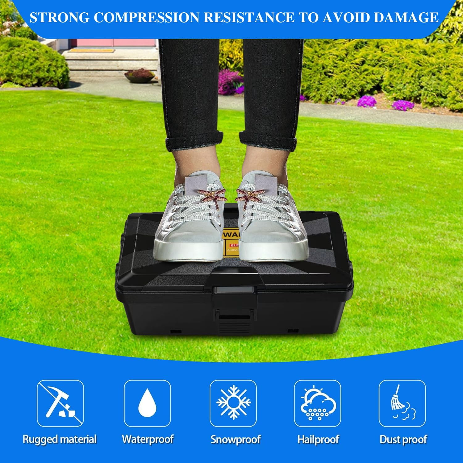 Outdoor Electrical Box Waterproof,Cover for Extension Cords and Power Strips,Ip54 Protect Power Strip,Weatherproof Outlet Cover for Timer Outlet,Plugs,Sockets,Holiday Light Decoration (Black, Medium)