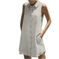 thumbnail image 2 of DailyTrove Women's Sleeveless Collared Button Front Shift Dress, Casual Outerwear for Summer Daily Errands Effortless Styling, 2 of 6