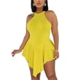 thumbnail image 5 of Wycnly Rompers for Women Party Club Sexy Back Hollow out Empire Waist Irregular Hem Tank Jumpsuits Crewneck Sleeveless Formal Solid Short Womens Jumpsuits on, 5 of 7
