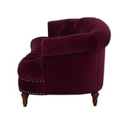 Jennifer Taylor Home La Rosa 84 Victorian Chesterfield Living Room Tufted Sofa Couch, Burgundy Velvet