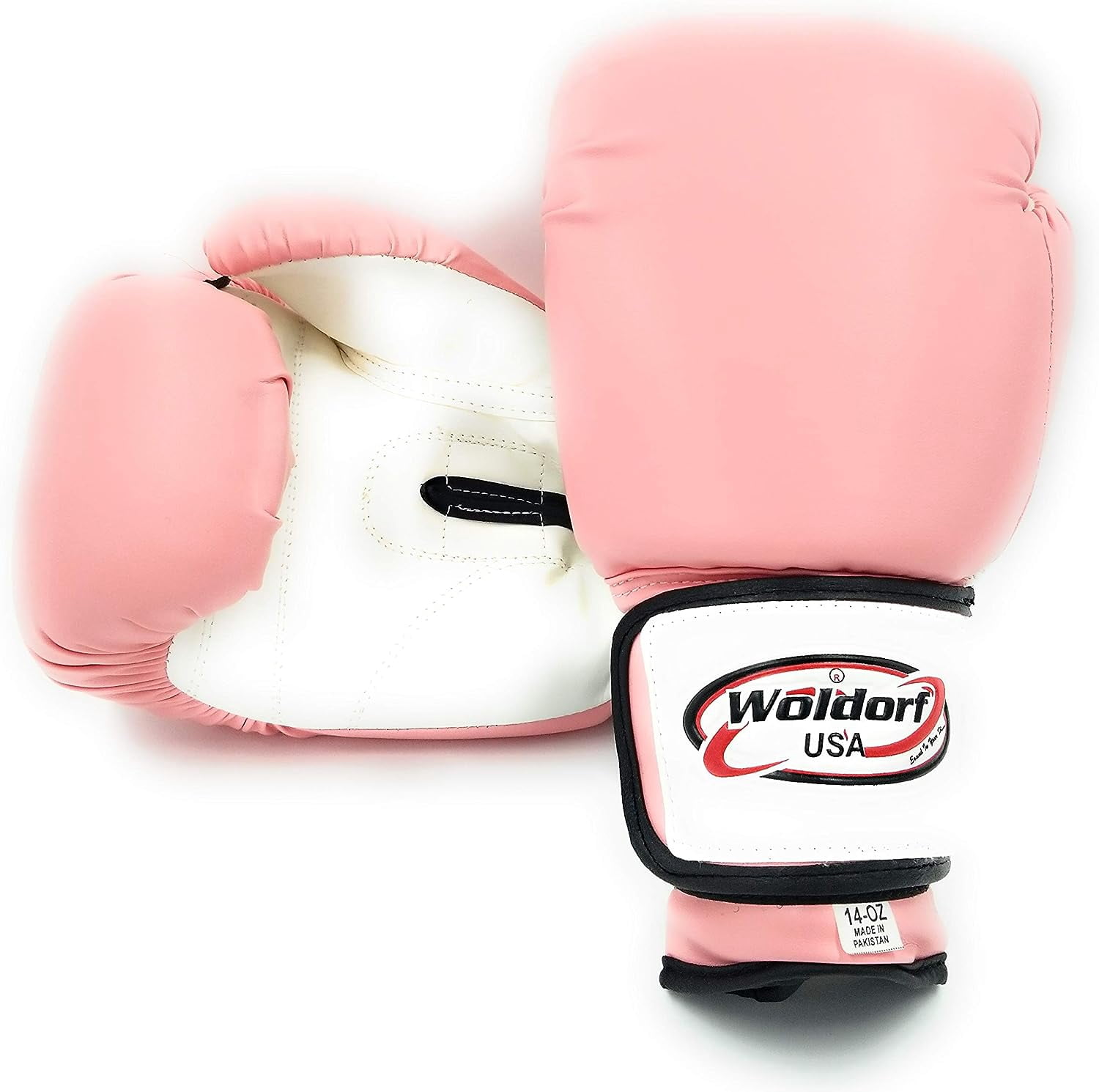 Woldorf USA Pink Boxing Gloves for Men and Women Heavy Essential Gel Boxing Punching Bag Gloves Kickboxing Sparring MMA Muay Thai Training Gloves Vinyl 14oz