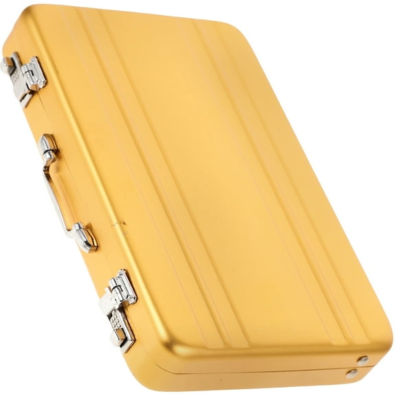 HOMEMAXS Mini Briefcase Briefcases Aluminum Card Case Travel 9.90X6.50X1.50CM Golden