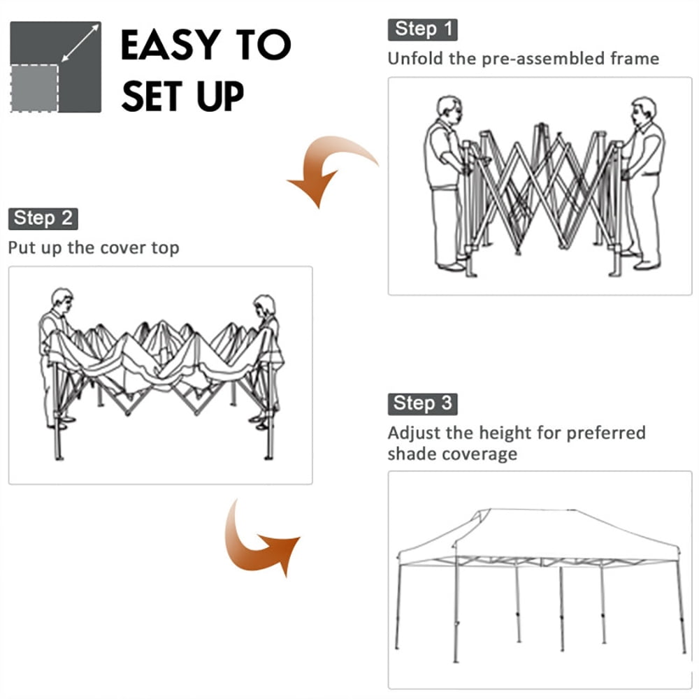 Aimee Lii 10 x 20 Feet Adjustable Folding Heavy Duty Sun Shelter with Carrying Bag, Backyard Canopy Gazebo, Gray Aimee Lii 10 x 20 Feet Adjustable Folding Heavy Duty Sun Shelter with Carrying Bag, Backyard Canopy Gazebo, Gray