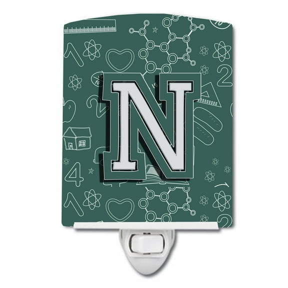 Caroline's Treasures CJ2010-NCNL Letter N Back to School Initial Ceramic Night Light, 6x4x3", multicolor