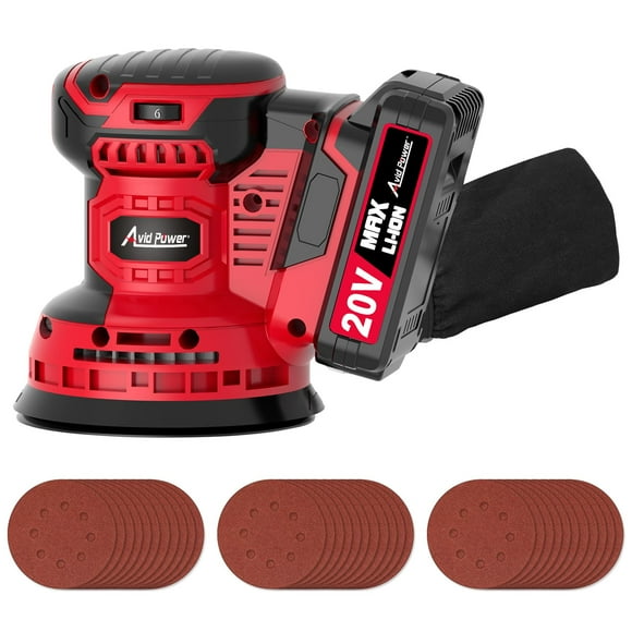 AVID POWER Ponceuse Orbitale Sans Fil 20V Outil Ponceuse Électrique de 5 Pouces avec 6 Vitesses Variables 7000-11000 Tr/min Ponceuses à Batterie pour le Travail du Bois, 30