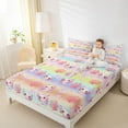 thumbnail image 4 of Castle Fairy Kawaii Animal Salamander Full Size Sheets 4-Piece for Preppy Children Teens,Love Heart Print Breathable Bed Sheets,Abstract Gradient Ombre Stripes Lightweight Sheet Sets, 4 of 7