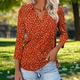 thumbnail image 3 of OGLCCG Womens Tops 3/4 Length Sleeve Collared V Neck Floral Printed Work Shirts Blouses Loose Fit Casual Dressy Tunic Tops 2025, 3 of 6