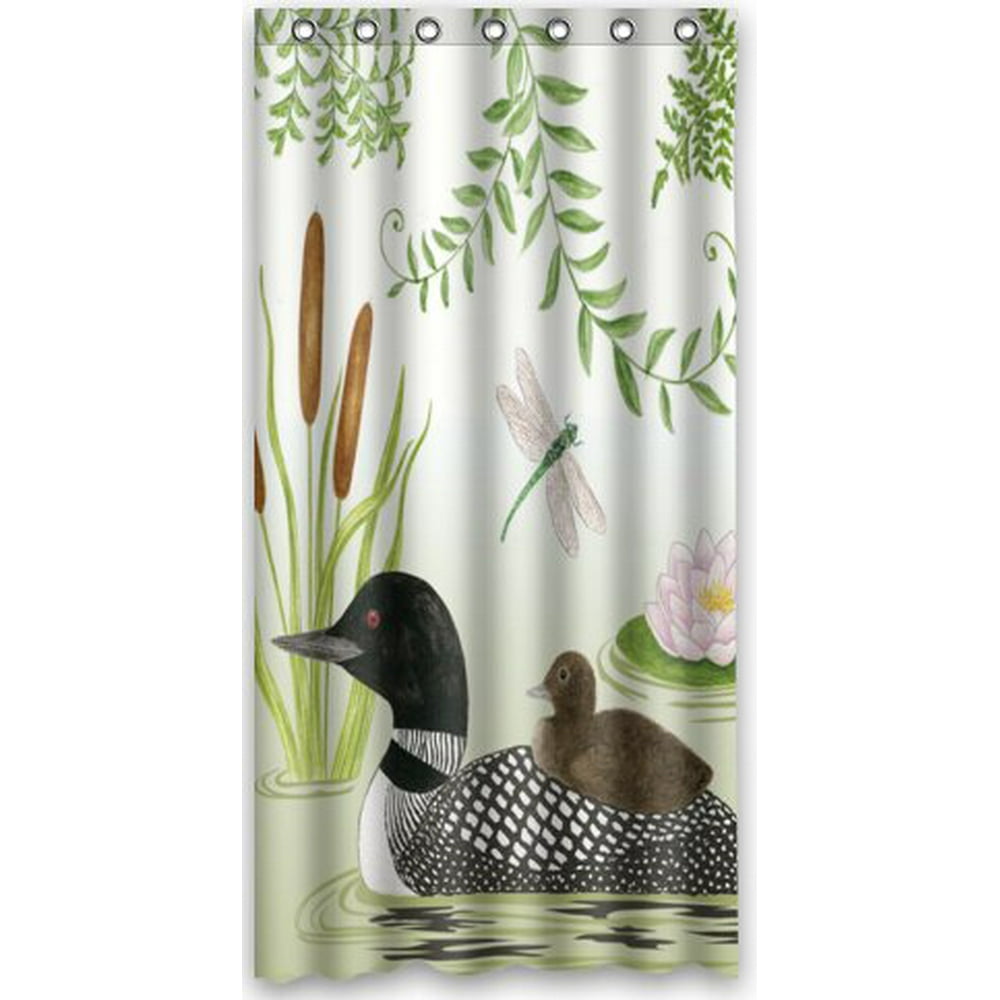 HelloDecor Loon Lake Shower Curtain Polyester Fabric Bathroom