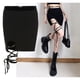 thumbnail image 5 of Minifalda elegante de talle alto con abertura lateral y cordones, estilo tubo, color negro L, 5 of 8