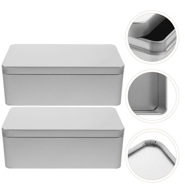 unbranded 2Ud Caja Metálica Con Para Almacenamiento De Color Plata Resistente