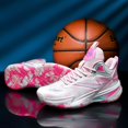 thumbnail image 2 of Bolognifi Men's Basketball Shoes High-Top Volleyball Non-Slip Lightweight Indoor Outdoor Sport Sneakers Fans - PINK_6.5, 2 of 8