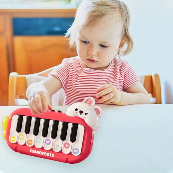 Orange Mini Animal Piano Keyboard Toy,Multifunctional Light Up Musical Instrument Toy,Multiple Tone Early Learning Play Toy,Rounded Edge Portable Toddler Toy,Auditory Development Creative Gift