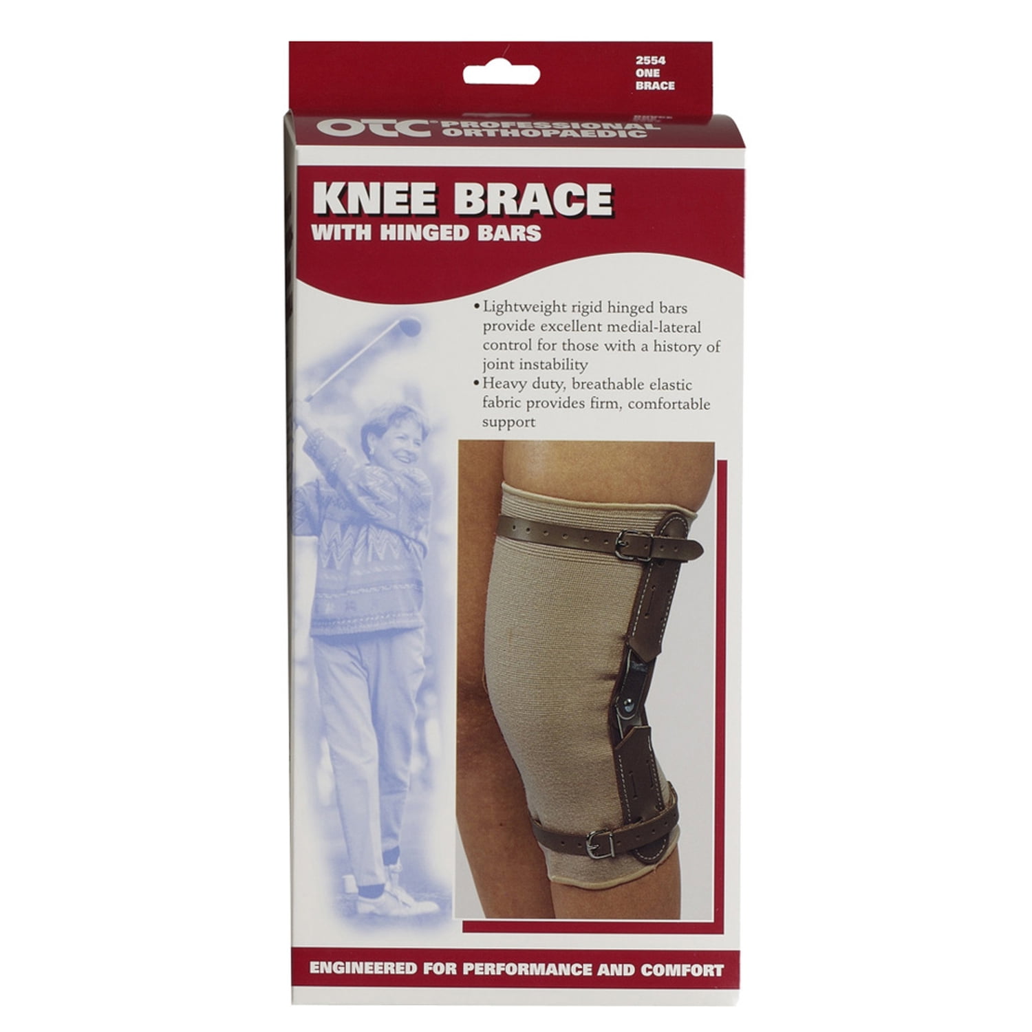 OTC Knee Brace with Hinged Bars, Beige, Medium