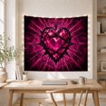 thumbnail image 5 of Glowing Heart Shaped With Shades Magenta Faceted Crystalline, Spooky Gothic for Gothic Decor Fans, Dark Art Decor, Halloween Gift, Tapestry Wall Hanging for Bedroom and Dorm, 5 of 7