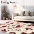 thumbnail image 2 of ODIKA 8'x10' Machine Washable Non-Slip Area Rug, Whimsical Sleigh Ride Theme with Swirling Snow and Vintage Ornaments High Traffic Rug, Ivory, 626127, 2 of 7
