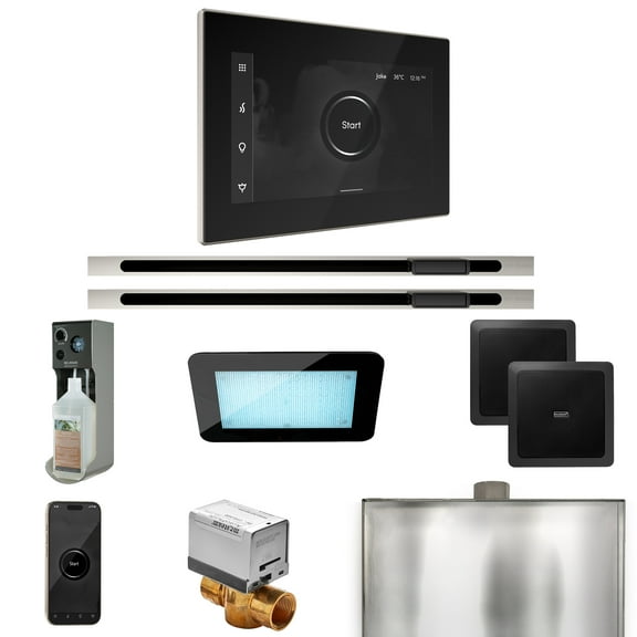 Mr Steam XDream Max Steam Shower Pkg w/iSteamX Control and Linear Steamhead in Black Polished Nickel