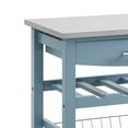 thumbnail image 2 of Contemporary Kitchen Island with Stainless Steel Top and Casters, Blue, 2 of 2