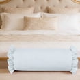 thumbnail image 5 of 8" x 20" Light Blue Striped Ruffle Bolster Decorative Pillow, Extra Long Cylinder Throw Pillow for Bed Couch, Farmhouse Boho Home Accent, 5 of 5