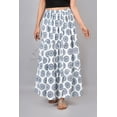 thumbnail image 2 of Women White & Indigo Blue Mandala Block Print Cotton Tiered Maxi Skirt with Elastic Waist - S, 2 of 6