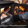 thumbnail image 3 of 16 Inches,932, Leather Forge//Stick Welding Gloves Heat/Fire Resistant, Mitts for Oven/Grill/Fireplace/Pot Holder/Tig Welder//BBQ/ glove GreyBlack, 3 of 5