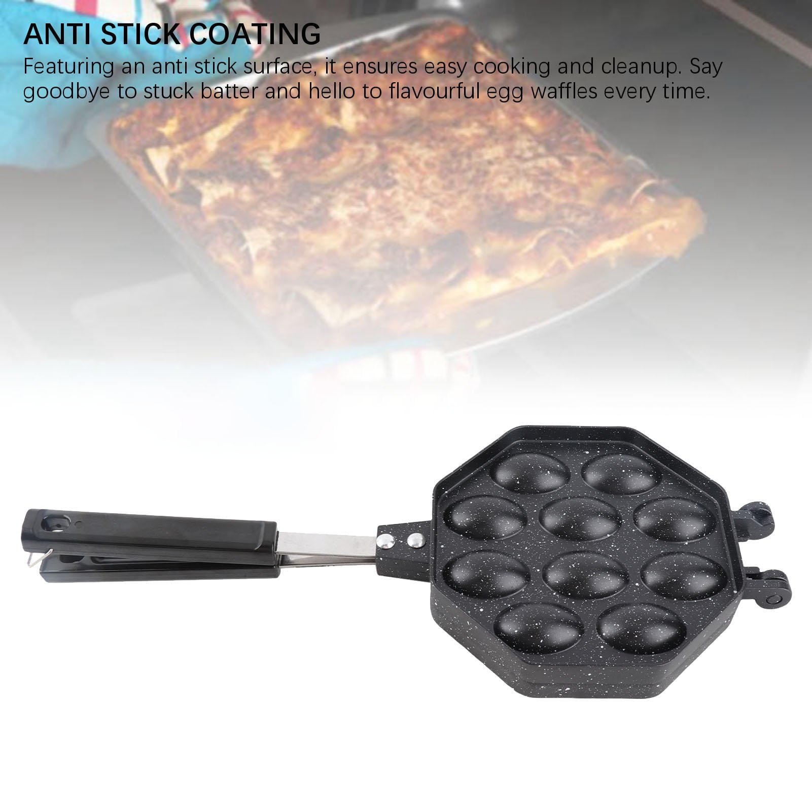 YAHHU Premium Aluminum Egg Waffle Maker – Anti‑Stick, Anti‑Scald Handle, Fast Heat, Portable for Home & Commercial Use