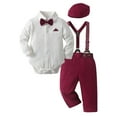 thumbnail image 3 of Kiijoy Infant Boys Suit Long Sleeve Dress Shirt Suspenders Pants Hat Outfits, Sizes 18-24M, 3 of 8