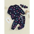 thumbnail image 4 of Baby Girl Autumn Clothes 6M 12M 18M 24M 3Y Newborn Toddler Long Sleeve Valentine's Day Heart Print Sweatshirt Pants Outfits Infant Tracksuits, 4 of 10