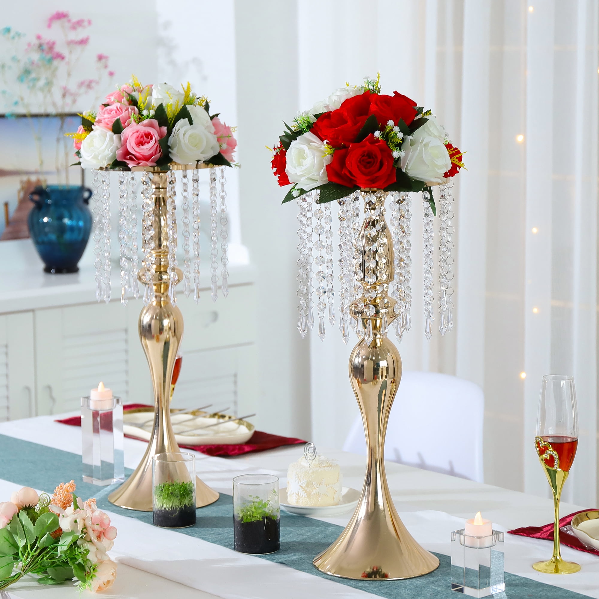 Acrylic Flower Stand Metal Vase For Wedding Table - Temu