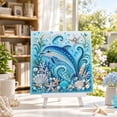 thumbnail image 6 of Ocean Theme DIY Pearl Art Kit Blue Dolphin Wave 3D Sparkling Coastal Mosaic Diamond Painting with Pearls Rhinestones Coastal Home Wall Decor Handmade Gift for Adults Teens Beach Lovers, 6 of 7