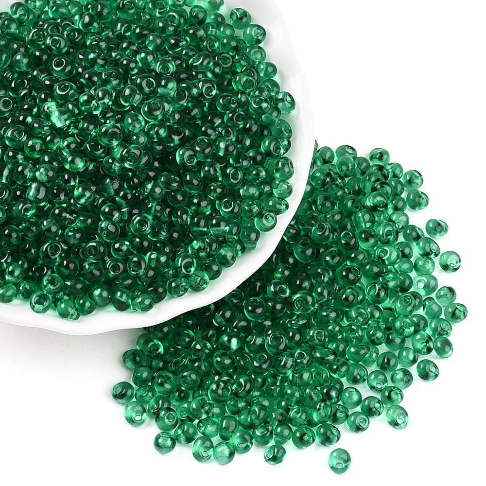 1Pound 3/0 Baking Paint Glass Fringe Seed Beads Teardrop Dark Green 5x4~4.5x3.5~4mm Hole: 1mm about 4500pcs/pound