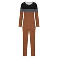 thumbnail image 5 of Womens Two Piece Outfits Long Sleeve Color Block Tops Long Pants With Drawstring Tracksuit Jogger Sets, 5 of 5