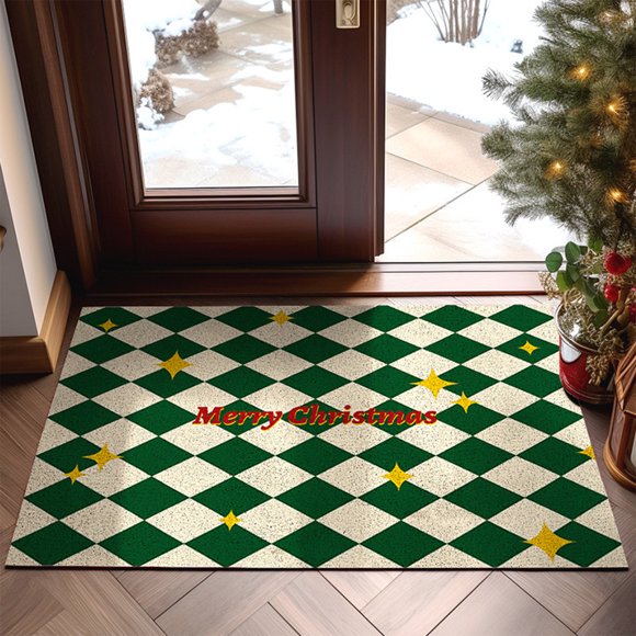 Dvkptbk Holiday Carpet Checkered Rug Door Mat Outdoor Outdoor Washable Front Door Rug Layered Doormats for Front Porch Entryway Christmas Foyer Floor Mats Home Decoration