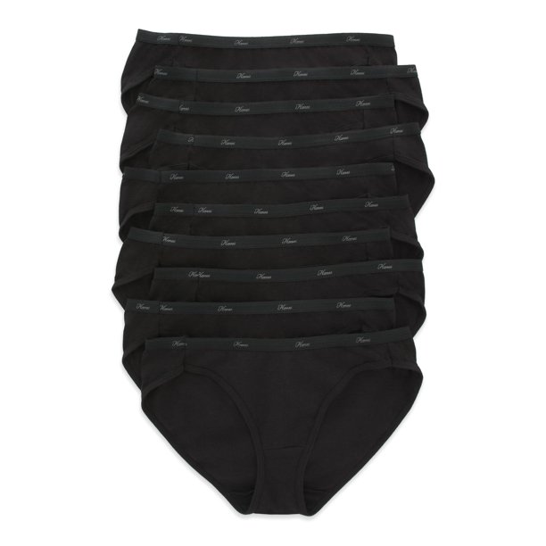 Pack de ropa interior Hanes Classic de algodón para mujer, 10 unidades, color negro