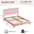 thumbnail image 6 of 4 EVER WINNER Queen Bed Frame with Storage Headboard, Faux Leather Bed Frame with Diamond Tufted Headboard and LED Lights,Wooden Slats Support, Noise Free, No Box Spring Needed, Easy Assembly, Pink, 6 of 6