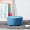 thumbnail image 7 of BELLEZE 24" Modern Round Pouf Fabric Footstool Seat Home Living Room Ottoman, Blue, 7 of 7