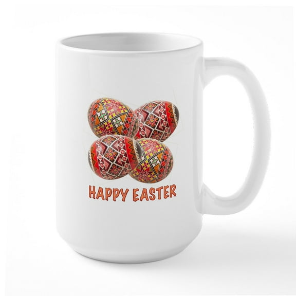 CafePress - Four Colorful Easter Eggs Large Mug - 15 oz Ceramic Large White Novelty Mug