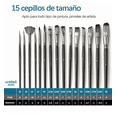 thumbnail image 3 of Set 15 Pinceles Acuarela Acrílico Arte Sinteticos Pintura Negro, 3 of 5