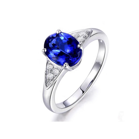 1 Carat Oval Sapphire Womens Ring 925 Sterling Silver September Birthstone Blue Ring Jewelry Mother Grandma Birthday Christmas Valentines Day Gift