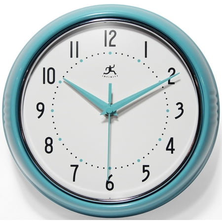 UPC 731742094018 product image for Infinity Instruments Retro Round Turquoise Metal 9.5-inch Analog Wall Clock | upcitemdb.com