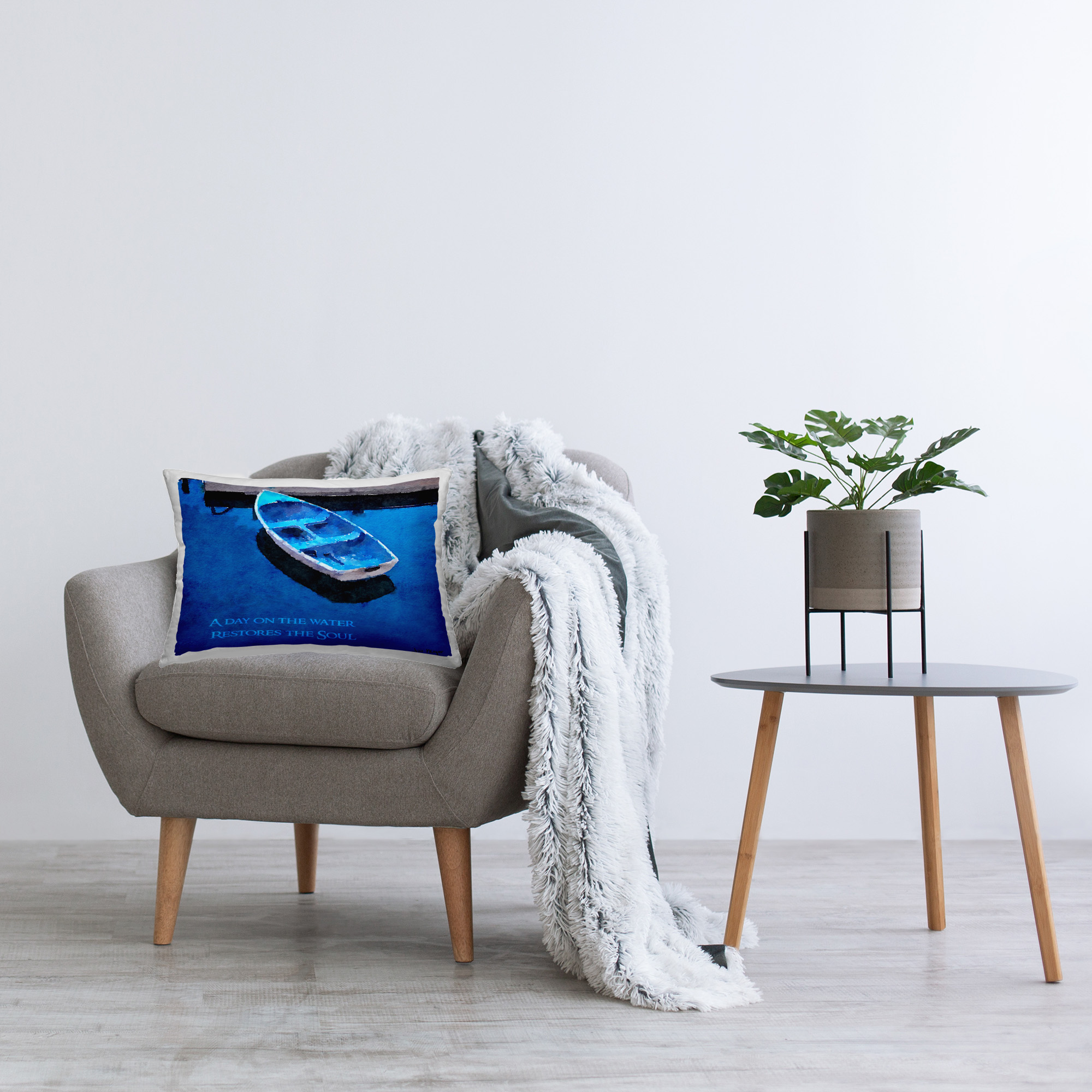 Stupell Industries Restore The Soul Boat Decorative Printed Throw Pillow Design by Jill Meyer