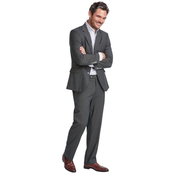 Nautica Mens Modern fit 2 Piece Suit 44 L / 38 Waist Olive Green Solid Stretch