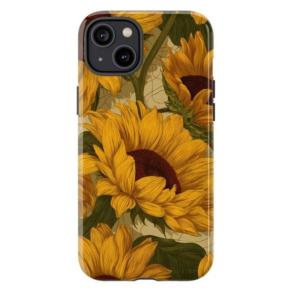 Sunflower Floral Phone Case, Bright Yellow Botanical Design, Protective Aesthetic iPhone Cover for iPhone 17 16 15 14 13 12 11, Fall Nature Lover Gift