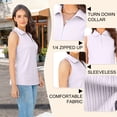 thumbnail image 5 of Tank Tops for Women Loose Ribbed Knit Lapel Collared Sleeveless Tops Zipper Purple Polo Shirt Size XXL, 5 of 11